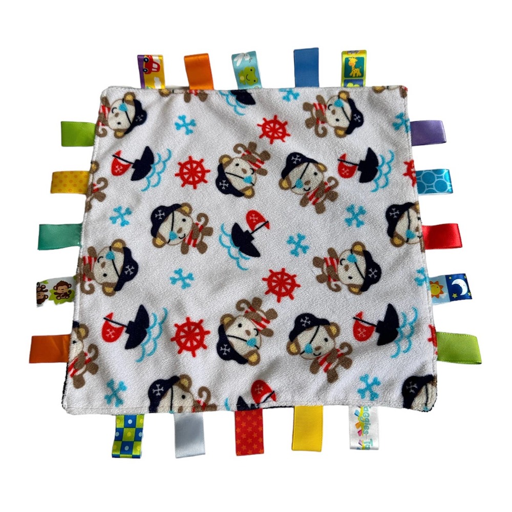 Taggies Pirate Monkey Nautical Tags Blue Baby Infant Security Blanket Lovey